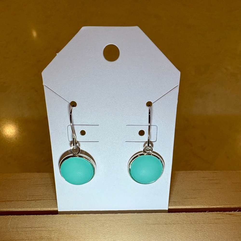 New Sterling Silver & Sea Mist Sea Glass Earrings
